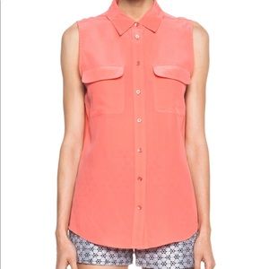 Equipment Slim Signature Sleeveless Blouse - coral